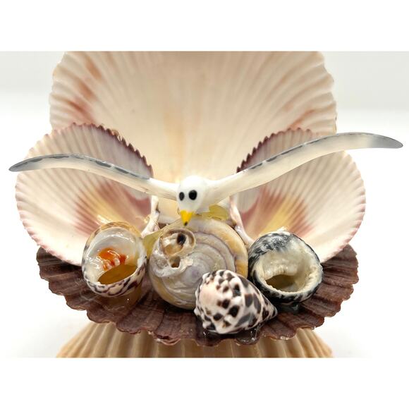 VTG Seashell Clam Shell Sculpture Coastal Nautical Beach Decor Shell & Folk Art - Picture 3 of 12